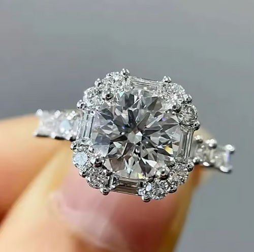 Brilliant Cubic Zirconia Engagement Statement Ring for Women