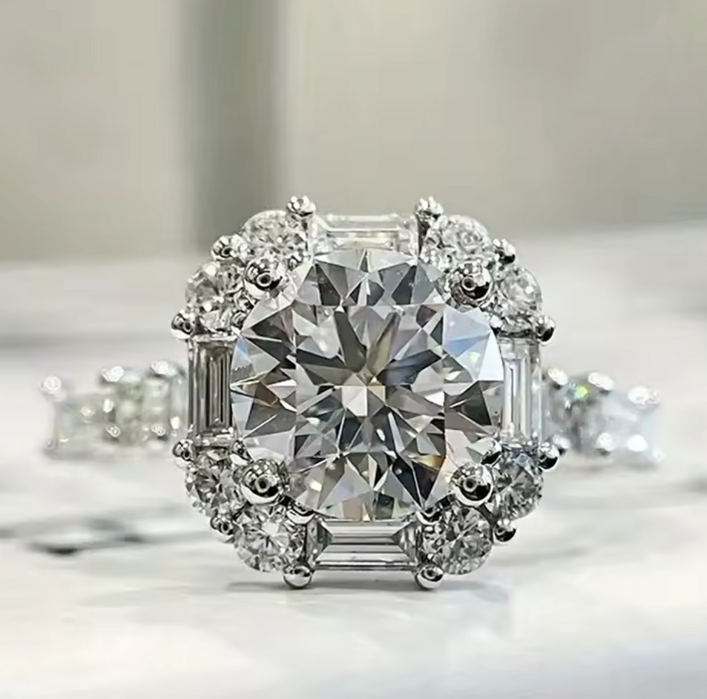 Brilliant Cubic Zirconia Engagement Statement Ring for Women