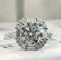 Brilliant Cubic Zirconia Engagement Statement Ring for Women