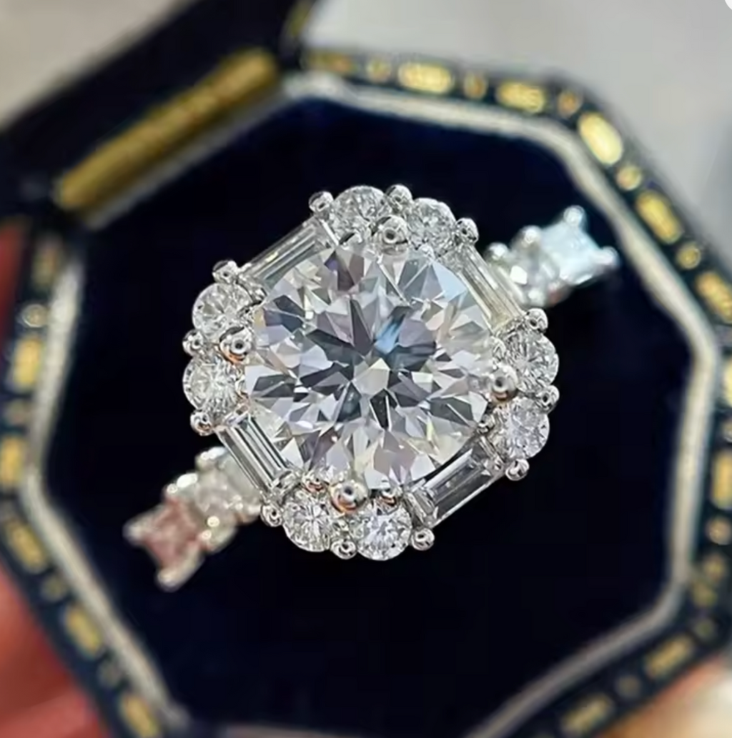 Brilliant Cubic Zirconia Engagement Statement Ring for Women