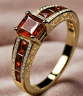 Luxury Princess Garnet Cubic Zirconia Ring for Women