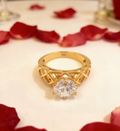 Gold Color Cubic Zirconia Chic Stainless Steel Ring for Women