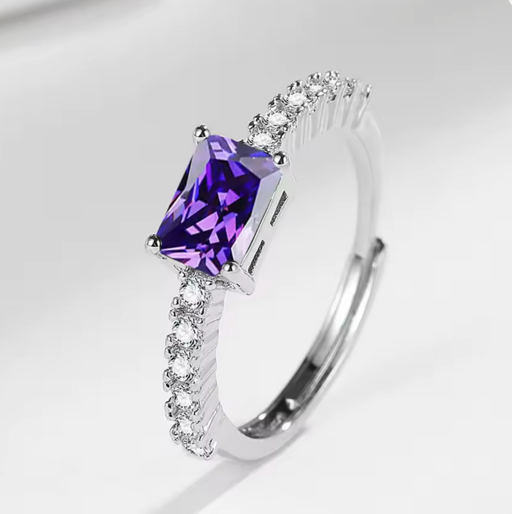 925 Sterling Silver Elegant Cubic Zirconia Adjustable Open Ring for Women