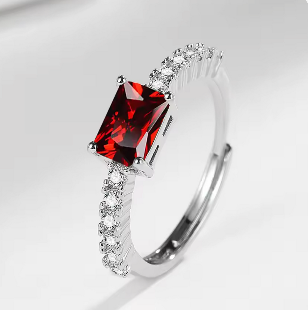 925 Sterling Silver Elegant Cubic Zirconia Adjustable Open Ring for Women