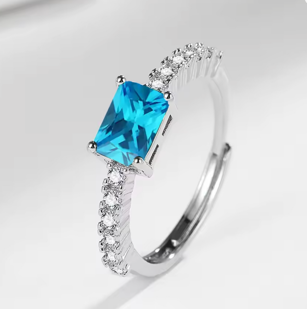 925 Sterling Silver Elegant Cubic Zirconia Adjustable Open Ring for Women