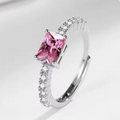 925 Sterling Silver Elegant Cubic Zirconia Adjustable Open Ring for Women