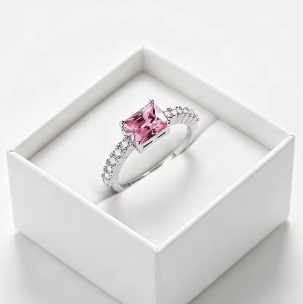 925 Sterling Silver Elegant Cubic Zirconia Adjustable Open Ring for Women