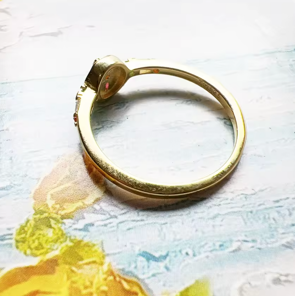 925 Sterling Silver Boho Palm Tree Ring with Colorful Gold Finish for Women