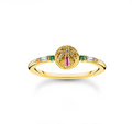 925 Sterling Silver Boho Palm Tree Ring with Colorful Gold Finish for Women