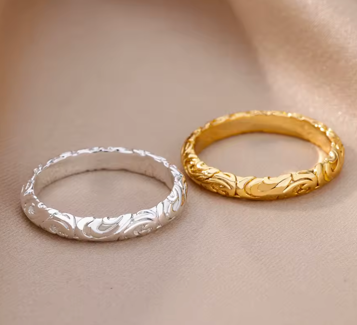 Gold Color Stainless Steel Flower Ring for Women and Men