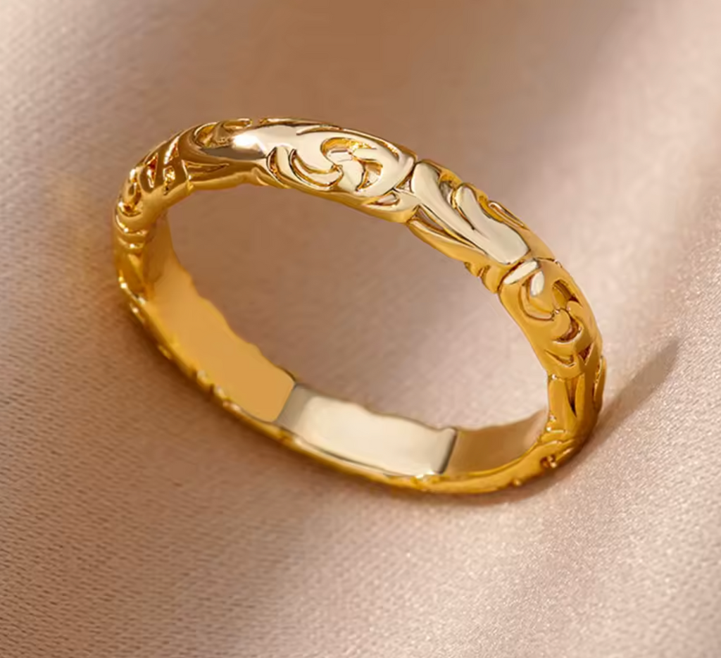 Gold Color Stainless Steel Flower Ring for Women and Men