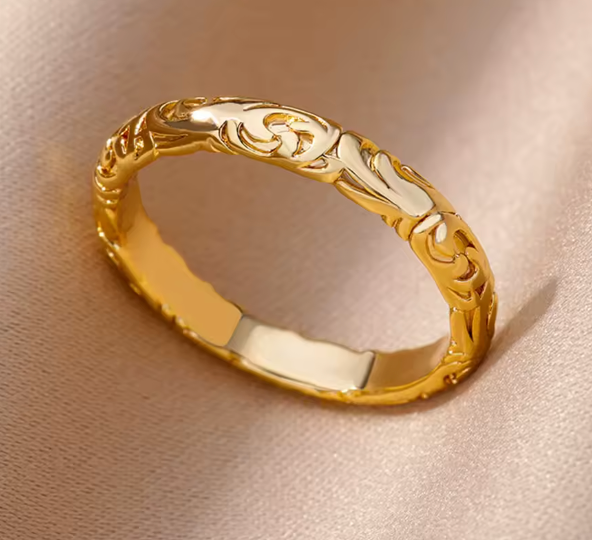 Gold Color Stainless Steel Flower Ring for Women and Men