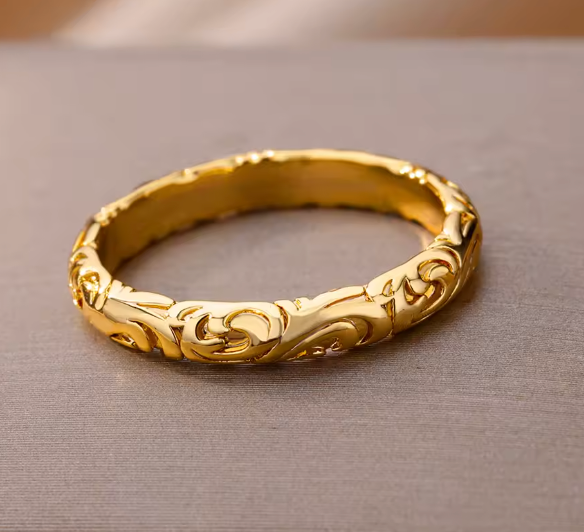 Gold Color Stainless Steel Flower Ring for Women and Men